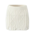 Mini-jupe blanche en maille torsadée avec ourlet à franges et détails décontractés - S / Jupe Blanche