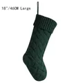 Deep green knit Christmas stocking 18 inch with thick cable weave and hanging loop - Large (46CM) / Dark Green