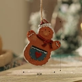 Christmas Gingerbread Man resin ornament with hat and scarf hanging decor 8cm - Gingerbread Man Style 3