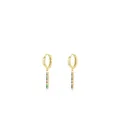 Gold s925 silver hoop earrings featuring vertical rainbow colored gemstone pendants - Gold Rainbow Bar Style (RHE831G) / Gold (RHE831G)