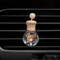 Milk tea color bear cartoon car perfume clip on vent with glass bottle and wooden lid - Brown Bear Ice Cream / Air Vent Empty Bottle