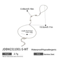 Pulsera de dedo en acero inoxidable plateado con circonita y medidas de tamaño - Pulsera de dedo de acero inoxidable (JDBW2311001-S-WT) / Plateado