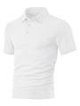Detailopname van wit poloshirt voor heren met ademende wafelgebreide textuur - S / Wit