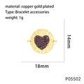 Detail eines 18K vergoldeten Herzanhängers mit lila Steinen, Größe 18mm x 14mm - Herz (P05502)