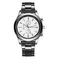 Montre chronographe pour homme en acier inoxydable argenté et noir avec cadran blanc chic - Cadran Blanc (Montre Seule)