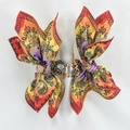Classic paisley pattern bow hair claw clip in orange and yellow vibrant tones - Colorful Paisley Double-Sided Claw Clip E (Orange Yellow Purple Red)