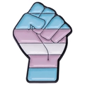 Colorful fist enamel pin with light blue pink and white transgender flag colors - Transgender Pride Color Fist Style (xz8331)