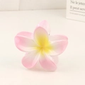 Pink and yellow gradient plumeria hair claw clip made of glossy resin material - Pink