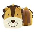 Cute yellow plush lion backpack for kids with adjustable brown straps and 3D face detail - Lion