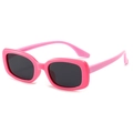 Polarized kids sunglasses featuring a bright pink rectangular frame and dark gray lenses - Magenta Frame Pink Temples