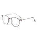 Gafas de filtro de luz azul con montura gris transparente y patillas finas de metal plata - Gris Plateado Translúcido / Sin Graduación Filtro Luz Azul