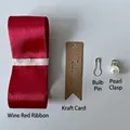 Handmade gift basket accessory set with burgundy ribbon and elegant pearl button - Wine Red Accessories