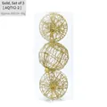 Set of 3 gold hollow iron Christmas balls with glitter, 8x8cm ornaments for tree decor - 8CM Gold Iron Ball / Set of 3