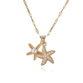 Squisita collana a stella marina placcata oro 18K con perla e zirconi scintillanti - Oro