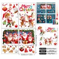 Set di 4 adesivi 3D per finestre di Natale con Babbo Natale, renne e fiocchi di neve bifacciali - HT94078 Set di 4 Fogli