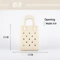 Mini EVA jelly tote bag in apricot cream color with holes and 21cm height dimension - Milk White