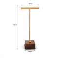 Golden T-shaped jewelry stand with dark wood base and 140mm height dimensions - T-Shape Large Gold