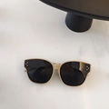 Kids polarized oversized sunglasses with beige TR90 frame and dark black lenses - Khaki