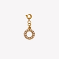 18K gold plated stainless steel circular pendant charm with elegant faux pearl inlay - Letter O