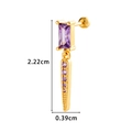 Orecchino geometrico dorato con zircone viola e ciondolo a punta lungo 2,22 cm - Viola Oro