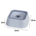 Cuenco de agua para mascotas con disco flotante azul y base cuadrada antisalpicaduras - Gris Caja de Color