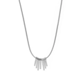 Silver fan-shaped clavicle necklace with vertical rectangular geometric pendants - Silver (N2145-ST)