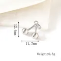 Ciondolo a ciliegia 3D in acciaio inossidabile placcato oro 18K, 12,4x11,7mm, 0,8g - Piccolo / Color Acciaio