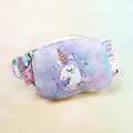 Detail of purple unicorn kids crossbody bag with cartoon print and adjustable strap - Warm White