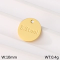 Polished 18K gold plated stainless steel 10mm round pendant with S.Steel engraving - Gold Circle (KLJ9156-Z)