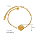 Details des vergoldeten Evil Eye Anhängers mit 15,8 mm Größe und 17 cm Edelstahlkette - Teufelsauge Rundmünzen-Armband (YYB023093)