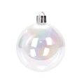 Iridescent transparent PET Christmas ball ornament with silver cap for holiday tree decor - 3cm