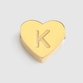 Polished gold-plated heart pendant charm with letter K engraving for DIY jewelry - Letter K / Gold