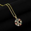 Gold letter K pendant necklace with rainbow baguette zircons and pave center setting - Gold Plated Rainbow Zirconia Letter K
