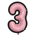 Pink number 3 foil balloon with black comic outline for birthday party scene decoration - Pink Black Number 3