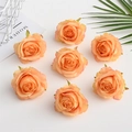 Set of seven artificial orange silk rose heads for wedding arch and floral wall decor - Earthy Yellow
