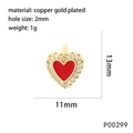 18K gold plated copper heart pendant with red enamel and pavé zircon details - P00299-Red