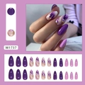 Elegantes lila Marmor-Nagelset zum Aufdrücken mit Goldfolien-Akzenten und 24 Teilen in Größen - Hellviolettes Marmormuster (Kleber-Stil)