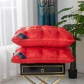 Set of two quilted bright red pillows with tufted texture and silk-like luster finish - Tufted Red / 48*74cm (High 950g)