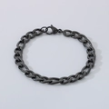 Bracciale minimalista a catena cubana nera in acciaio inossidabile con chiusura a moschettone - Catena Figaro 7mm 3:1 / 20cm / Nero
