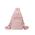 Marsupio rosa multifunzionale in nylon con un grazioso ciondolo mostro di peluche bianco - Con Ciondolo / Rosa