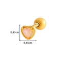 Pink heart opal helix stud earring with gold-plated bead edge and screw back - Heart Opal Style (921-3# Gold)
