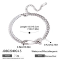 Pulsera de acero inoxidable plateado con corazón e imperdible con medidas detalladas - Estilo de Alfiler de Seguridad de Corazón de Plata (JDB0204004-S)