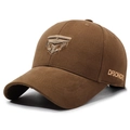Berretto da baseball in cotone marrone scuro con logo a freccia e scritta ricamata - Regolabile / caffè