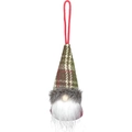 Gnomo di Natale con cappello a quadri rosso e verde e barba bianca con cordino rosso - Stile C (Quadri Verde Rosso Marrone)