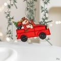 Christmas painted wooden red truck pendant with snowman and pine tree ornament - Snowman Xmas Tree Wooden Car