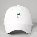Cappellino da baseball bianco in cotone con palma ricamata e visiera curva - Taglia unica / Bianco