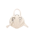 Elegant cream white shell bag featuring floral lace and silver metal hardware accents - Off White