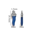 Blue enamel Italian cornicello chili pendant with silver bail and detailed dimensions - Silver-Dark Blue