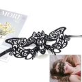 Elegant black lace masquerade eye mask for women with intricate floral cut-out patterns - 027 New Tiger