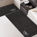Non-slip black striped kitchen mat with GOBBLER text for grease-proof floor protection - 40x90cm / Loop Pile - Food Lover